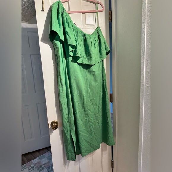 Pomander Place Tuckernuck Lime Florencia One Shoulder Ruffle Dress Plus 3X EUC - Picture 4 of 9
